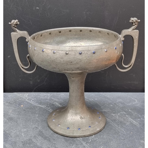 1199 - An Art Deco pewter comport, 27cm high.