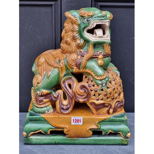 1201 - A large Chinese Sancai dog of fo, 38cm high.