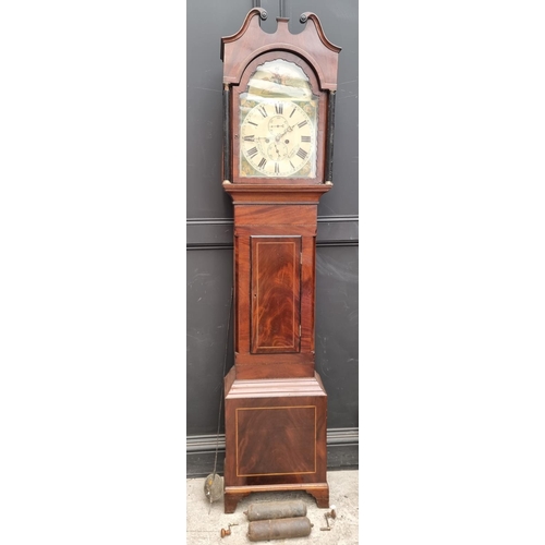 1251 - An early 19th century Welsh mahogany and line inlaid eight day longcase clock, the 12 1/2in arc... 