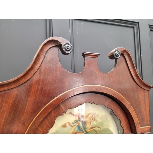 1251 - An early 19th century Welsh mahogany and line inlaid eight day longcase clock, the 12 1/2in arc... 