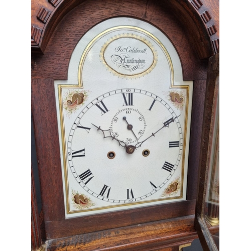 1253 - A George III oak eight day longcase clock, the 12in arched painted dial inscribed 'Jon Caldecot... 