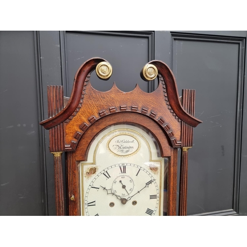 1253 - A George III oak eight day longcase clock, the 12in arched painted dial inscribed 'Jon Caldecot... 