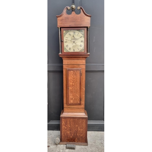 1254 - A George III oak and mahogany thirty hour longcase clock, the 12in square painted dial inscribe... 