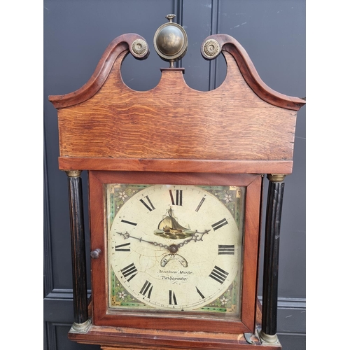 1254 - A George III oak and mahogany thirty hour longcase clock, the 12in square painted dial inscribe... 