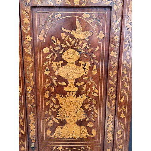 1255 - An 18th century Dutch walnut and marquetry longcase clock, with 8in square brass dial, with ass... 