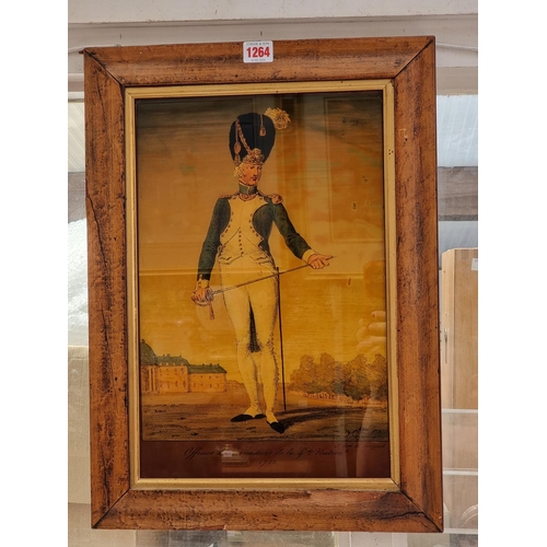 1264 - A reverse glass print of a Napoleonic soldier, 40 x 26.5cm.