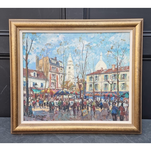 1272 - Jean Salabet, a Parisien Market scene, signed, oil on canvas, 45 x 54cm.
