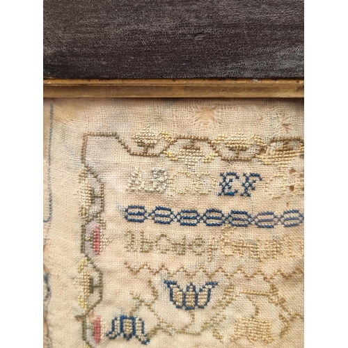 1297 - A 19th century needlework sampler, by 'Emma Wheeler', 32 x 32cm.