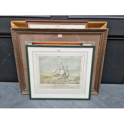 1298 - A small quantity of 19th century pictures and prints, to include a watercolour of 'The Frigate Furio... 