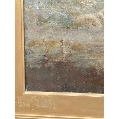 1301 - M Hope, 'Shepherd Boy at Twilight', signed and dated 1891, inscribed on old label verso, oil on canv... 