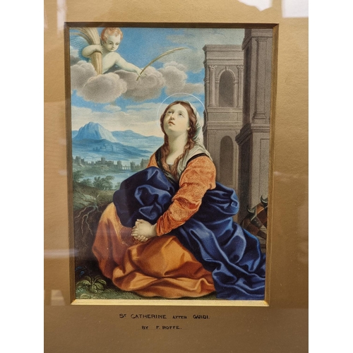 1310 - Felix Robert Roffe after Guido Reni, 'St Catherine', faintly inscribed on old label verso, watercolo... 