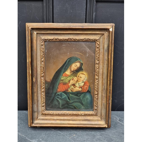 1318 - European School, 19th century, virgin and child, oil on board, 21.5 x 15cm.