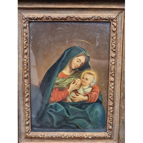 1318 - European School, 19th century, virgin and child, oil on board, 21.5 x 15cm.