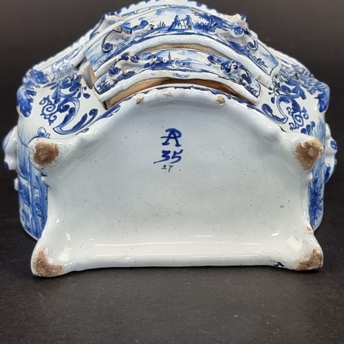 1354 - A rare Dutch Delft miniature commode, mark of Antonius Pennis, De Twee Scheepjes Pottery, 10cm high ... 