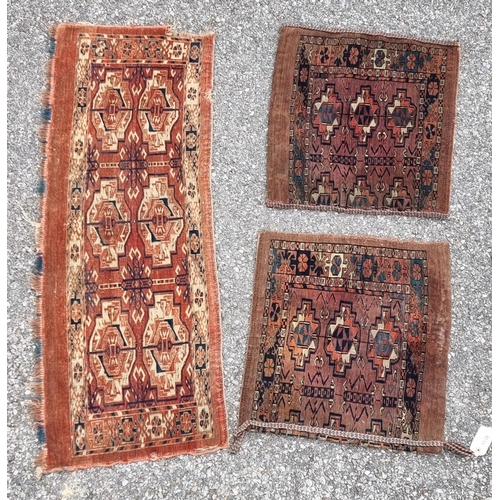 1139 - Three old Persian rug sections, (a.f.).