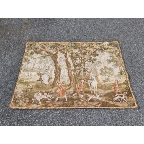 1143 - A 20th century hunting scene tapestry wall hanging, 175cm high x 248cm wide.