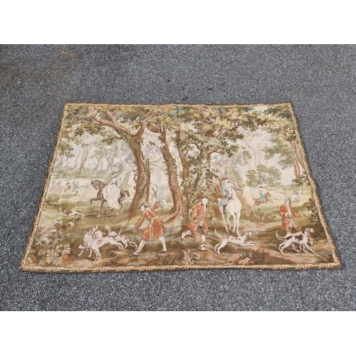 1143 - A 20th century hunting scene tapestry wall hanging, 175cm high x 248cm wide.