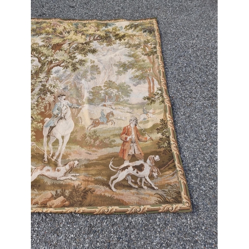 1143 - A 20th century hunting scene tapestry wall hanging, 175cm high x 248cm wide.