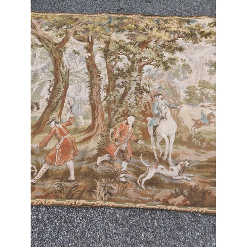 1143 - A 20th century hunting scene tapestry wall hanging, 175cm high x 248cm wide.