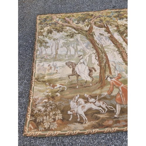 1143 - A 20th century hunting scene tapestry wall hanging, 175cm high x 248cm wide.