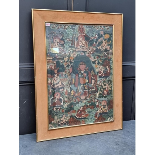 1258 - An antique Sino-Tibetan Thangka, 72 x 50.5cm.