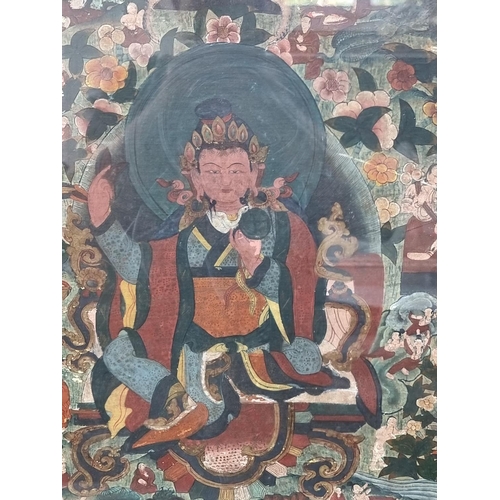 1258 - An antique Sino-Tibetan Thangka, 72 x 50.5cm.