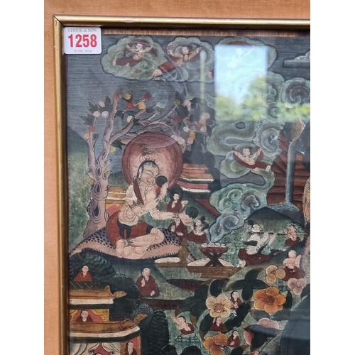 1258 - An antique Sino-Tibetan Thangka, 72 x 50.5cm.