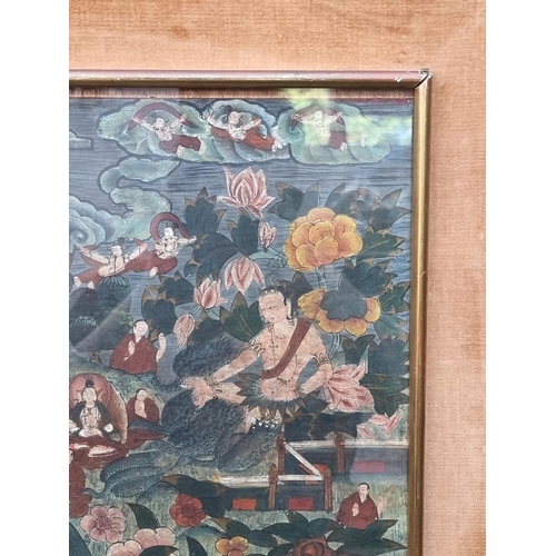 1258 - An antique Sino-Tibetan Thangka, 72 x 50.5cm.