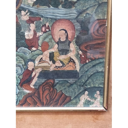 1258 - An antique Sino-Tibetan Thangka, 72 x 50.5cm.