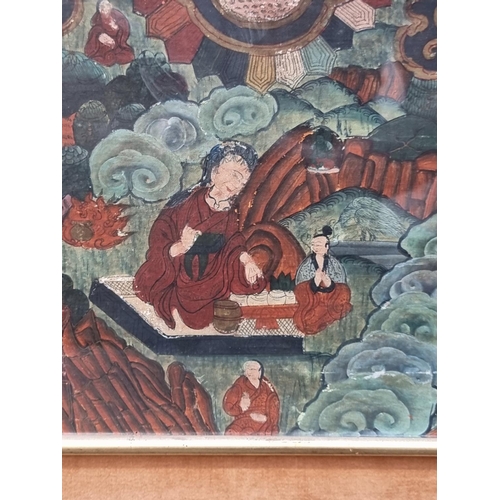 1258 - An antique Sino-Tibetan Thangka, 72 x 50.5cm.