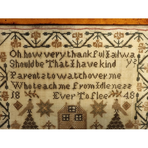 1283 - A Victorian needlework sampler, inscribed 'Eliza Coggs, Aged Ten Years, 1848', 23.5 x 23.5cm.... 