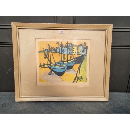 1291 - Rolf Durig, 'Les Bateaux', coloured print, signed, dated '49 and numbered 8/50, lithograph, 33.5 x 3... 