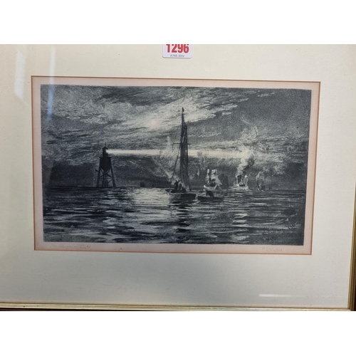 1296 - W L Wyllie, 'The Chapman Light', signed and titled in pencil, monochrome print, I.17.5 x 29cm.... 