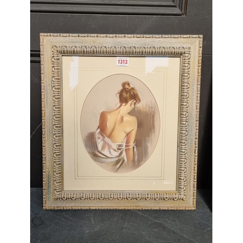 1313 - F Garcia, female semi-nudes, a pair, signed, pastel, 26 x 20cm. (2)