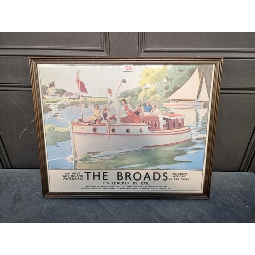 1328 - Railwayana: after Arthur Michael, 'The Broads, It's Quicker By Rail', a reproduction poster, 47 x 59... 