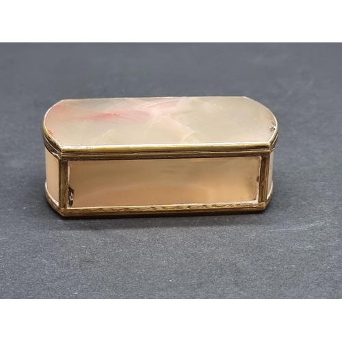 1629 - An small antique French agate and gilt brass casket, 9.5cm wide.