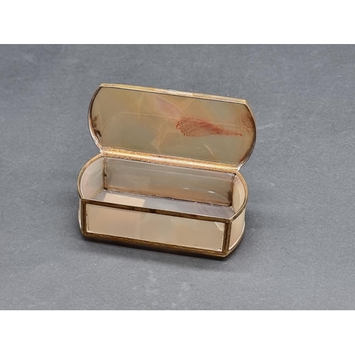 1629 - An small antique French agate and gilt brass casket, 9.5cm wide.