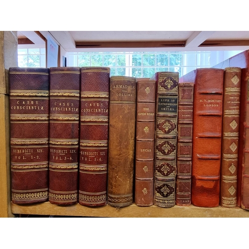 101 - BINDINGS: a collection of 30 volumes over one shelf, various sizes, all calf or morocco bound, ... 