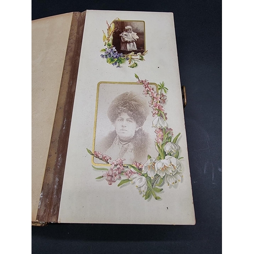 104 - CARTE DE VISITE ALBUMS: two 19thc cdv albums, both filled, padded leather covers with metallic closu... 