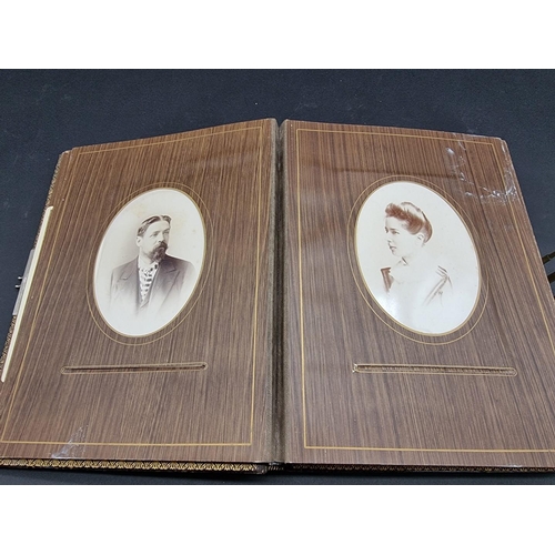 104 - CARTE DE VISITE ALBUMS: two 19thc cdv albums, both filled, padded leather covers with metallic closu... 