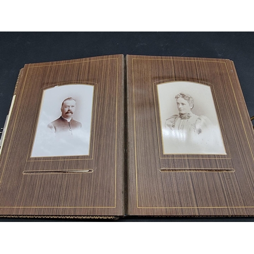 104 - CARTE DE VISITE ALBUMS: two 19thc cdv albums, both filled, padded leather covers with metallic closu... 