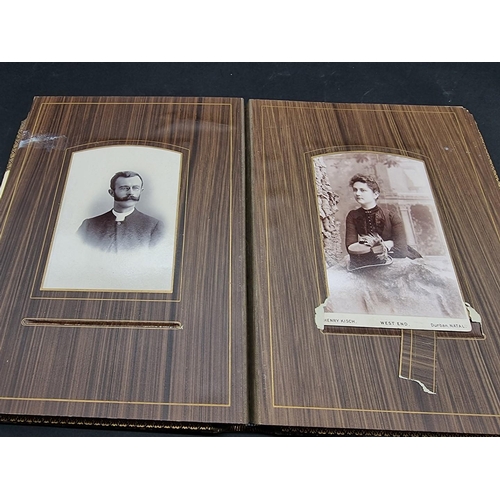 104 - CARTE DE VISITE ALBUMS: two 19thc cdv albums, both filled, padded leather covers with metallic closu... 