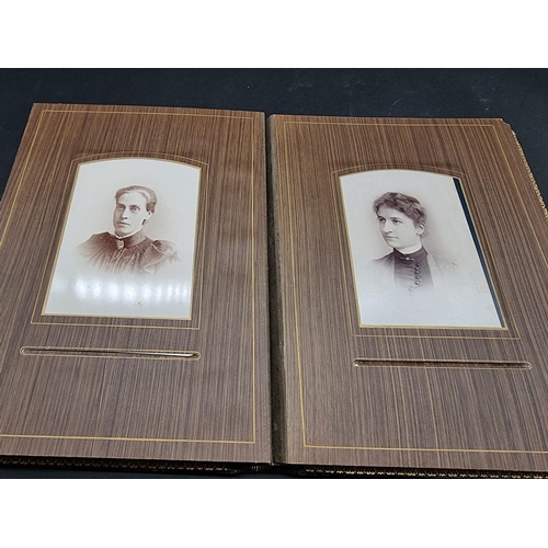 104 - CARTE DE VISITE ALBUMS: two 19thc cdv albums, both filled, padded leather covers with metallic closu... 