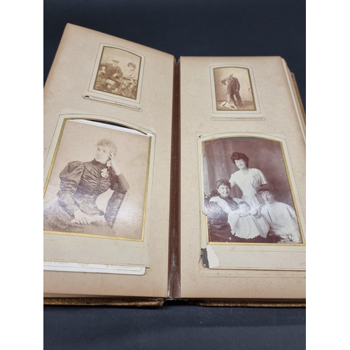 104 - CARTE DE VISITE ALBUMS: two 19thc cdv albums, both filled, padded leather covers with metallic closu... 