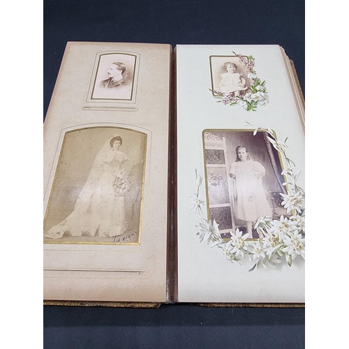 104 - CARTE DE VISITE ALBUMS: two 19thc cdv albums, both filled, padded leather covers with metallic closu... 