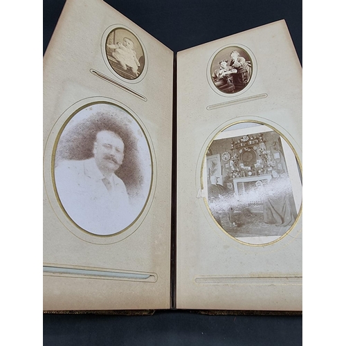 104 - CARTE DE VISITE ALBUMS: two 19thc cdv albums, both filled, padded leather covers with metallic closu... 