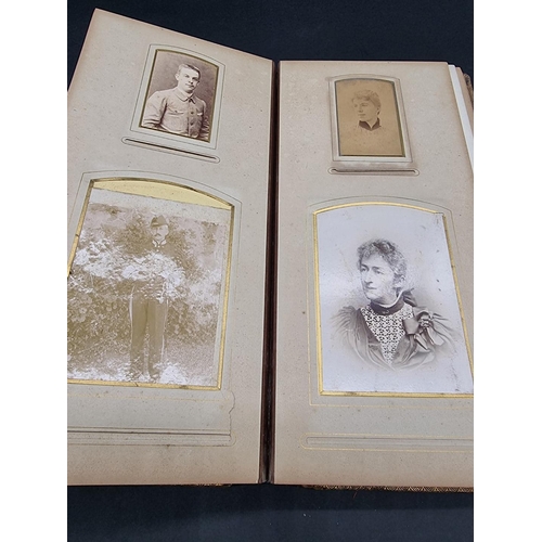 104 - CARTE DE VISITE ALBUMS: two 19thc cdv albums, both filled, padded leather covers with metallic closu... 