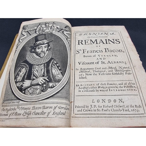 11 - FRANCIS BACON: 'Baconiana or Certain Genuine Remains of Sr. Francis Bacon, Baron of Verulam, and Vis... 