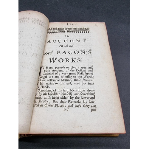 11 - FRANCIS BACON: 'Baconiana or Certain Genuine Remains of Sr. Francis Bacon, Baron of Verulam, and Vis... 