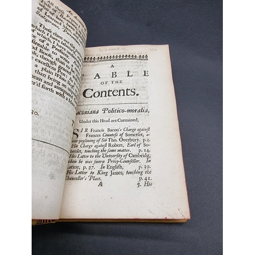 11 - FRANCIS BACON: 'Baconiana or Certain Genuine Remains of Sr. Francis Bacon, Baron of Verulam, and Vis... 